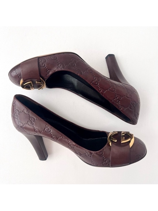 Gucci Shoes - GUCCI | Brown Guccissima Leather Oversized Interlocking GG Logo Pumps Heels 39